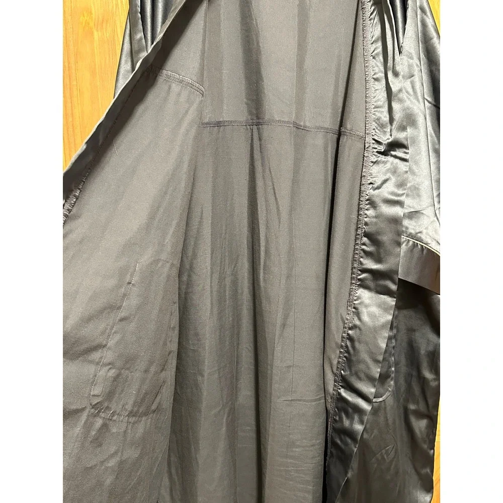 Christian Dior Monsieur Vintage Satin Robe Charcoal Gray Kimono One Size